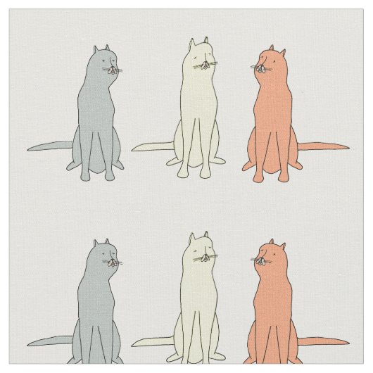 Funny Cute Cat Fabric Pattern met drie vun Cats Stof (Close Up)