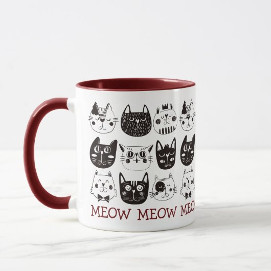 Funny Cute Cat Faces Pattern Mok (Links)