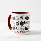 Funny Cute Cat Faces Pattern Mok (Voorkant links)