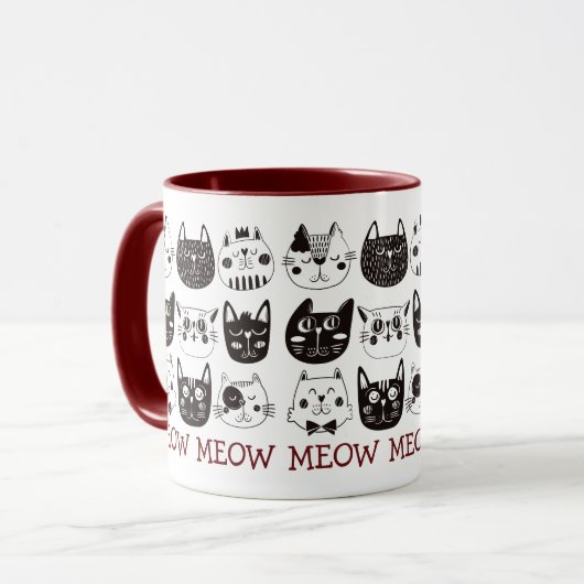 Funny Cute Cat Faces Pattern Mok (Voorkant links)