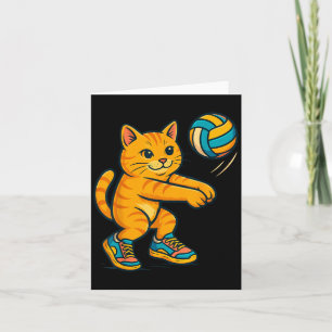 Funny Cute Cat Volleybal Speler Fan Tee Trainer T Kaart