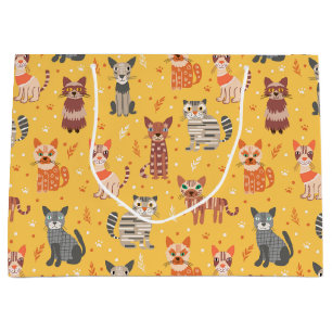 Funny Cute Cats Gift Bag Groot Cadeauzakje