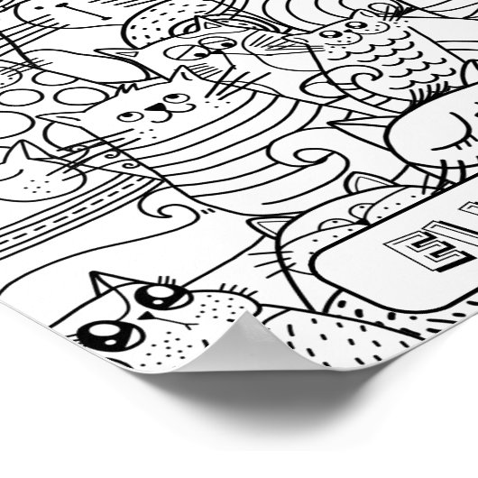 Funny Cute Cats Zen Doodle Coling Custom Name Poster (Hoek)