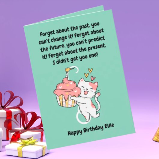 Funny Cute Chat moderne Carte de voeux d'anniversa
