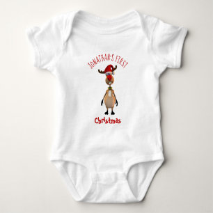 Funny Cute Clumsy Reindeer Eerste Kerstmis Romper