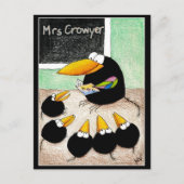 Funny Cute Crow Enseignant Classe carte postale V2 (Devant)
