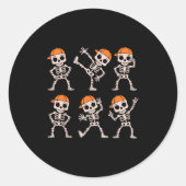 Funny Cute Dancing Skeleton Halloween Boys Kids To Ronde Sticker (Voorkant)
