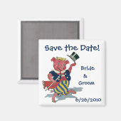 Funny Cute Dansende Pig, sparen de Datum! Magneet (Voorkant / Achterkant)