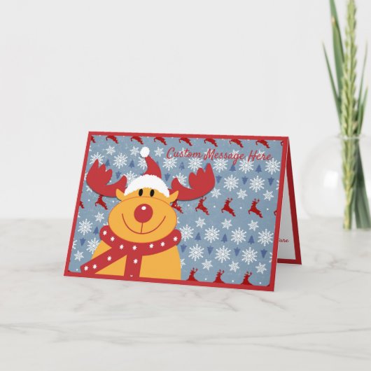 Funny & Cute Dog Reindeer Ears Kerstfeestdag Kaart (Voorkant)