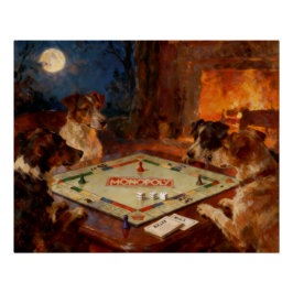 Funny Cute Dogs Playing A Board Game  Perfect Poster