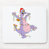 Funny Cute Dragon Figment Lights Christmas Santa M Muismat (Voorkant)