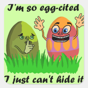 Funny Cute Easter Cartoon Vierkante Sticker
