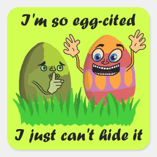 Funny Cute Easter Eggreferred Cute Kinder Cartoon Vierkante Sticker (Voorkant)