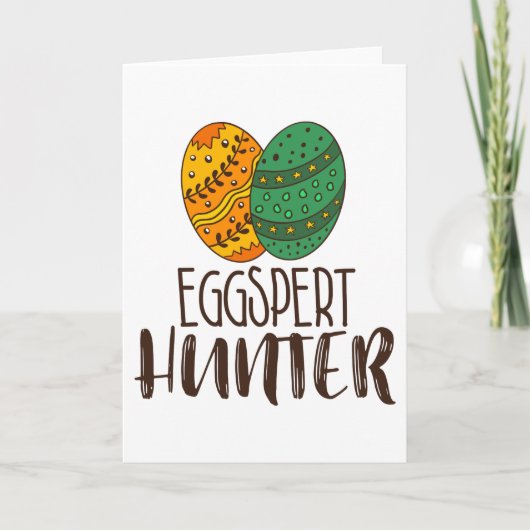 Funny Cute Easter Pun Eggspert Hunter Gezegde Kaart (Voorkant)