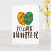 Funny Cute Easter Pun Eggspert Hunter Gezegde Kaart (Gele Bloem)