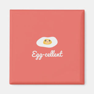 Funny Cute Eggcellent Humoureuze Food Pun Fun Magneet