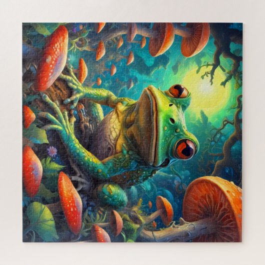 Funny Cute Frog assis puzzle puzzle (Horizontal)