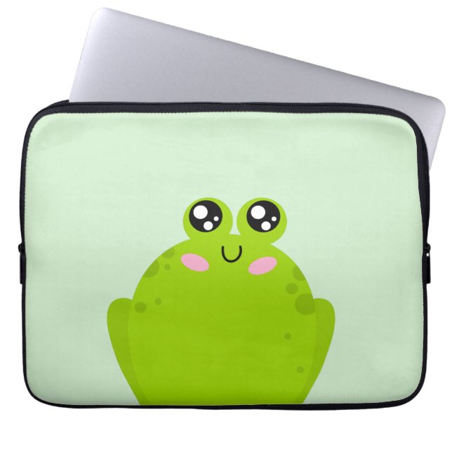 Funny Cute Frog Laptop Sleeve (Voorkant)