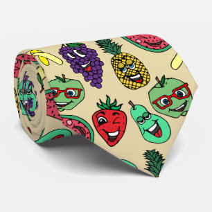 Funny Cute Fruit Illustrator Pattern Stropdas