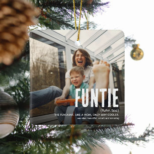 Funny Cute FUNTIE 2 Foto's Kerstmis Keramisch Ornament
