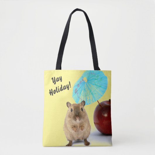 Funny Cute Gerbil Summer Holiday Yellow Draagtas (Voorkant)