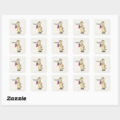 Funny Cute Giraffe Aesthetic Vierkante Sticker (Vel)