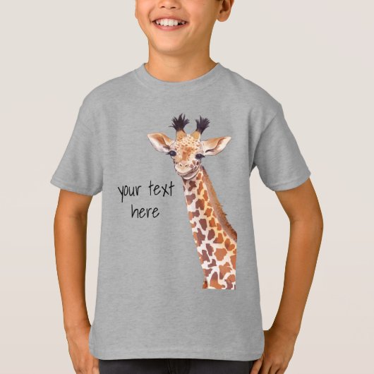 Funny Cute Giraffe, gepersonaliseerd T-shirt (Voorkant)