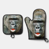 FUNNY CUTE GORILLA OVENWANT & PANNENLAP SET (Voorkant)