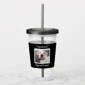 Funny Cute Grumpy White Dog 40th Birthday Black Acryl Drinkbeker (Voorkant)
