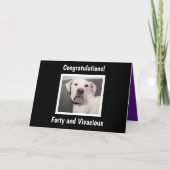 Funny Cute Grumpy White Dog 40th Birthday Black Kaart (Voorkant)