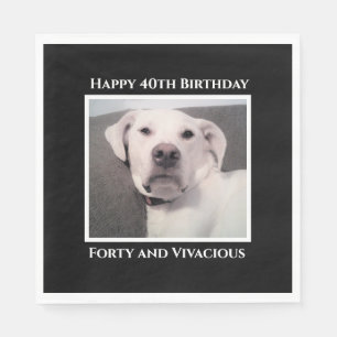 Funny Cute Grumpy White Dog 40th Birthday Black Servet