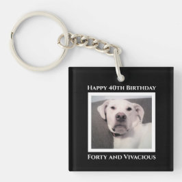 Funny Cute Grumpy White Dog 40th Birthday Black Sleutelhanger