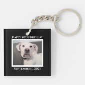Funny Cute Grumpy White Dog 40th Birthday Black Sleutelhanger (Achterkant)