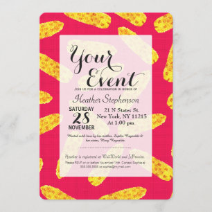 Funny Cute Hand Drawn Corn op de Cob op Neon PInk Kaart