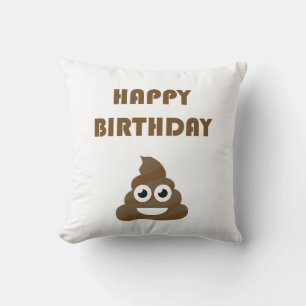 Funny Cute Happy Birthday Poop Emoji Kussen