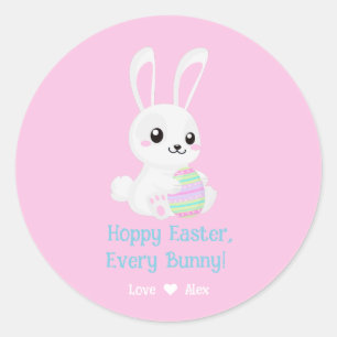 Funny Cute Hoppy Easter Elke bunny Pink Ronde Sticker