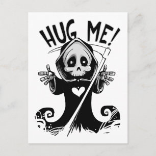 Funny Cute Hug me Grim Reaper Briefkaart