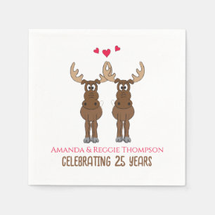 Funny Cute Jubileum Party Whimsical Moose Servet