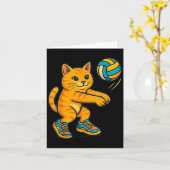 Funny Cute Kat Volleybal Speler Fan Tee Trainer T Kaart (Gele Bloem)