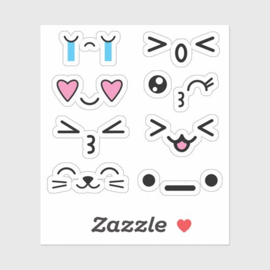 Funny Cute Kawaii Anime wordt geconfronteerd met S Sticker (Vel)