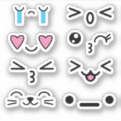 Funny Cute Kawaii Anime wordt geconfronteerd met S Sticker (Voorkant)