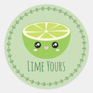 Funny Cute Kawaii Limoen Yours I'm Yours Fruit Pun Ronde Sticker