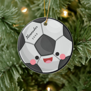 Funny Cute Kawaii Voetbal Kinder gepersonaliseerd Keramisch Ornament