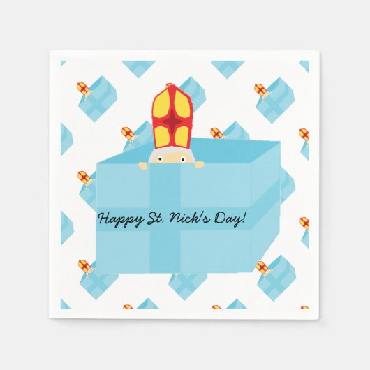 Funny Cute Kinder Art St. Nicholas Sinterklaas Servet (Voorkant)