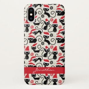 Funny Cute kittens die Kerstmis met de kerstman he iPhone X Hoesje
