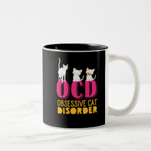 Funny Cute Kittens OCD Obsessief Cat Disorder Tweekleurige Koffiemok