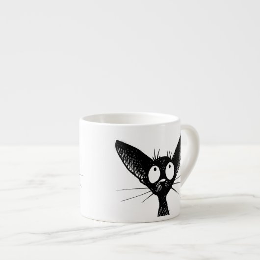 Funny Cute Little Black Cat Art Espresso Kop (Voorkant rechts)
