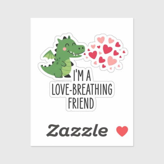 Funny Cute Love Breathing Dragon Friend Sticker (Vel)