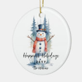 Funny Cute MInimalist Snowman Frosted Forest Keramisch Ornament (Links)