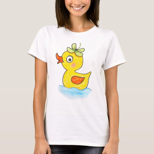Funny Cute Odd Duck with Clover Hat Graphic  T-shirt (Voorkant)